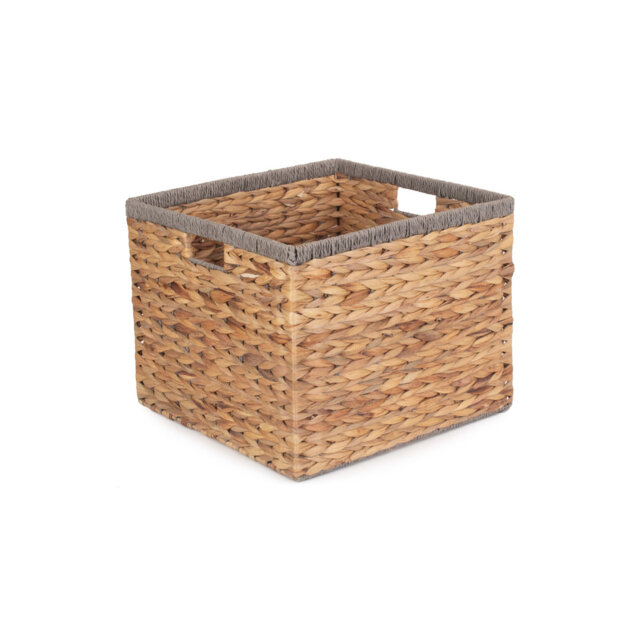 Wicker Storage Basket with Grey Rope border