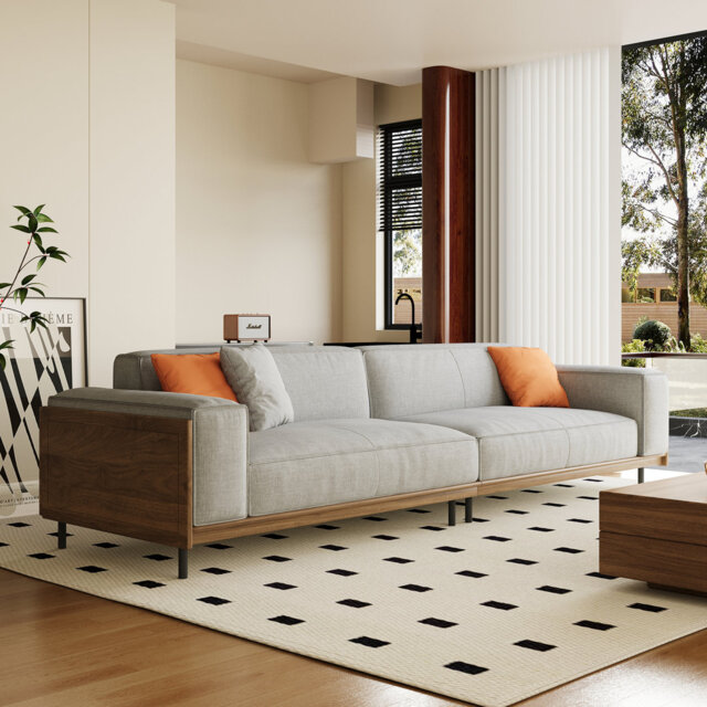 Large 283cm Sofa with Solid Wood Base, Linen Cotton Fabric and Soft Padding Fast Dispatch From UK Warehouse â Dispatched Within 2 Days