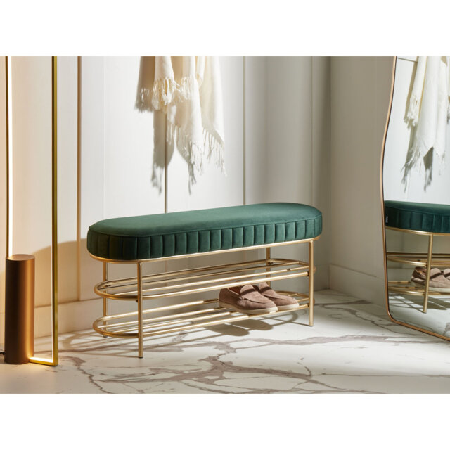 Bench with Shoe Storage VERGAS Velvet Beige
