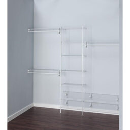 Wall Mounted Wardrobe System and Shoe Shelf Kit 1.5m to 2.4m Wide White ClosetMaid Wire Ventilated Shelving