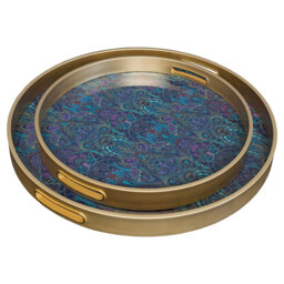 LLB- Round tray set of 2 - Dangerous Damask