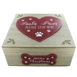 Christmas Box Santa Paws Wooden Box