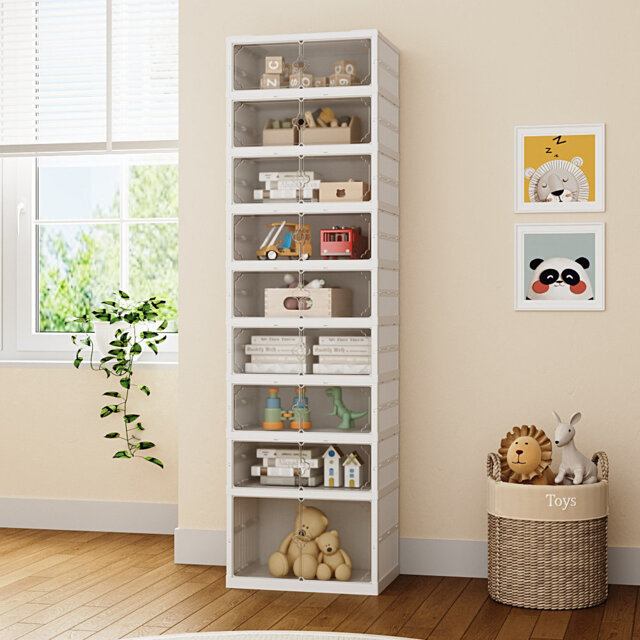 9-Tier Foldable Storage Cabinet Shoes Organizer with Doors