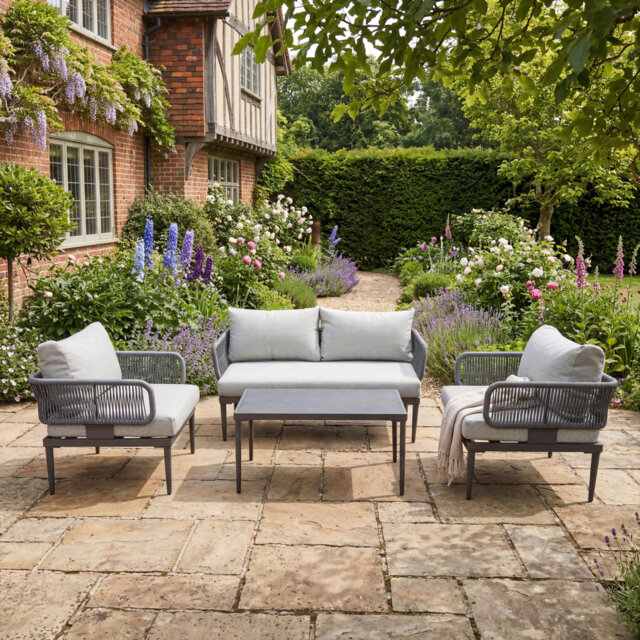 Soveria Outdoor Conversation Set - 2 Seat Sofa, 2 x Chairs + Table
