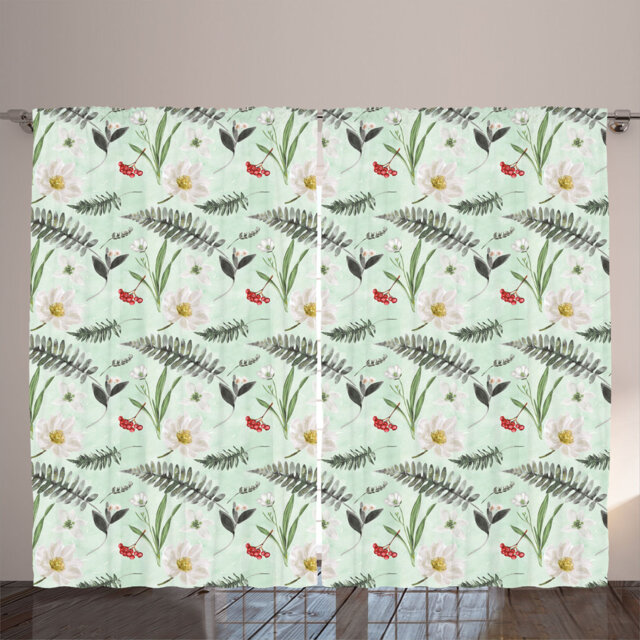 Rustic curtain, meadow-leafy art, foliage greenery, almond green and laurel green