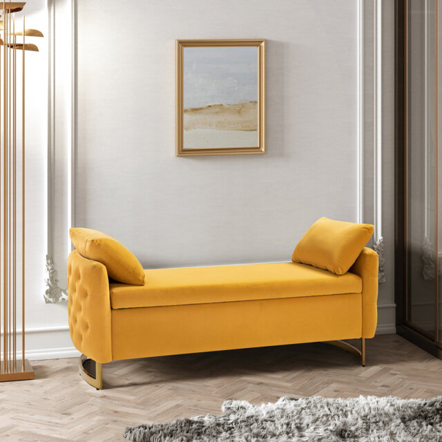 Ageet Modern Velvet Flip Top Storage Bench