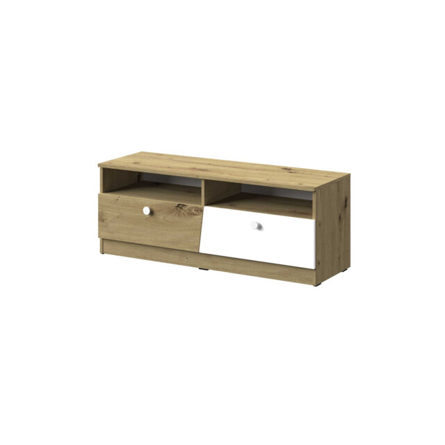 """Nantes 8"" TV stand, artisan oak/Artisan oak high gloss/White high gloss color"