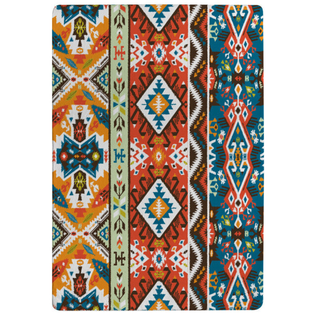 Herndon Seamless Colourful Pattern in Tribal Style Designer Shaggy Orange/Blue Rug
