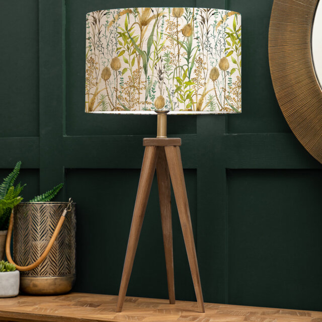 Aratus Nut Table Lamp & Lydiard Linen Eva Multicoloured Shade