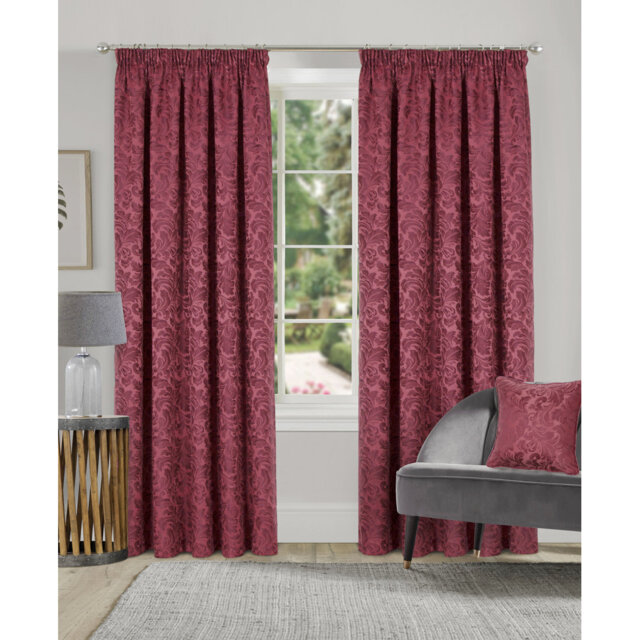 Hallas Pencil Pleat Damask Jacquard Curtains