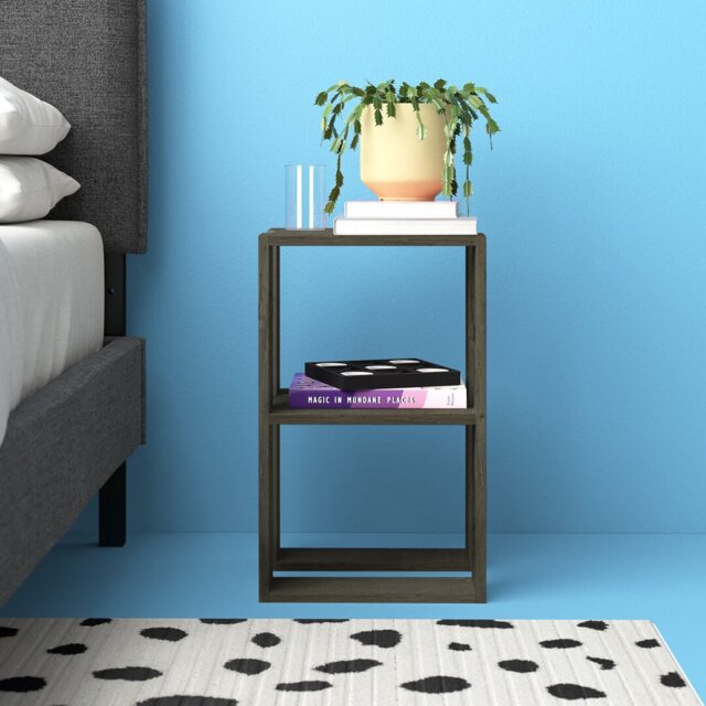 Malak Modern Bedside Table with Open Shelves - Versatile Side, Coffee or End Table for Bedroom or Living Room