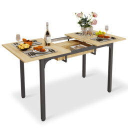 Extendable Antke Dining Table With 110-150cm Tabletop, Kitchen Wood Desk With 4-8 Seats, Space Saving