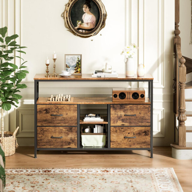 137Cm Wide TV Stand With 4 Drawers And LED Lighting