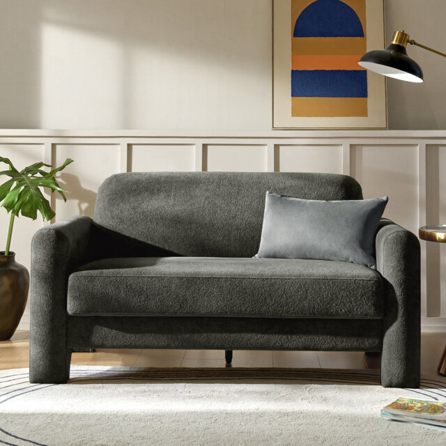 "Werts 59.5"" Modern Curved Chenille Loveseat Sofa"