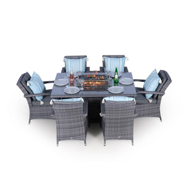 Parsons 6 - Person Wicker Patio Dining Set with Rectangular Table , Cushions Included
