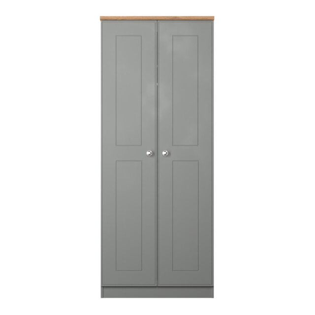 Penovich 2 Door Wardrobe in Dusk Grey & Riviera Oak (Ready Assembled)