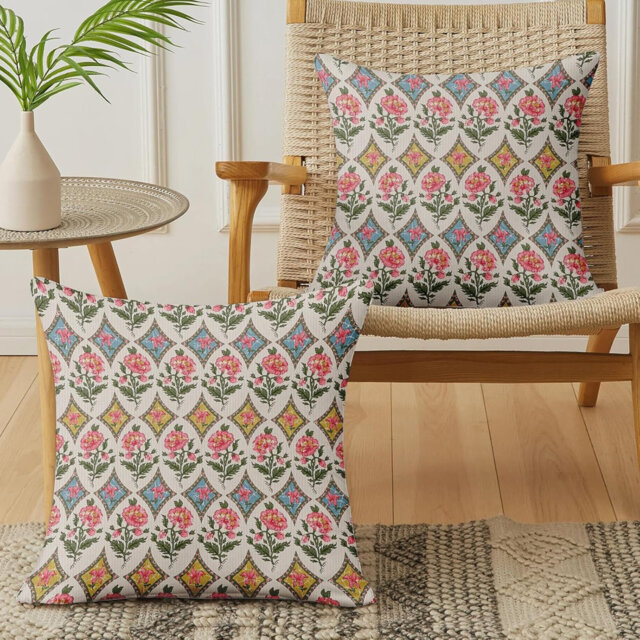 2 Packs Peony Soft Double Sided Decorative Pillow Covers with Invisible Zipper 45x45cm Cushion Covers