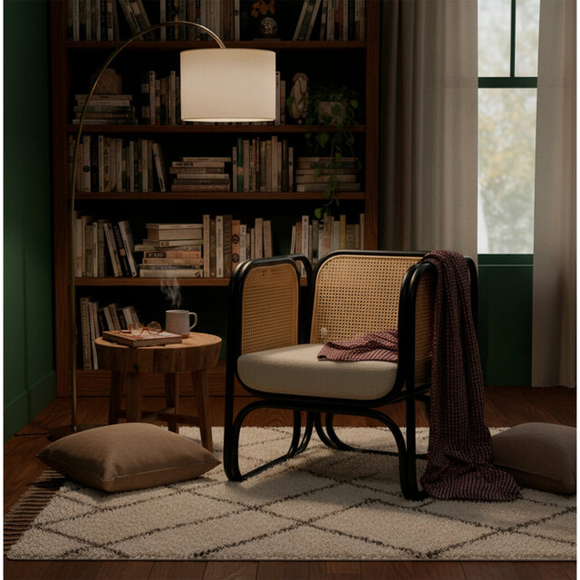 Iconic Natural Wicker rattan chair with webbing