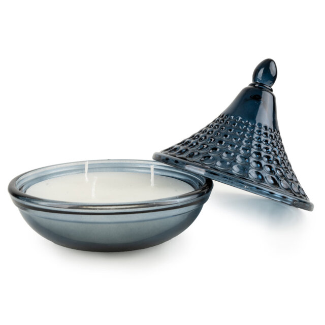 13cm Glass Tagine Candle Jaisalmer With 5% Kashmir Pear & Fig Scent