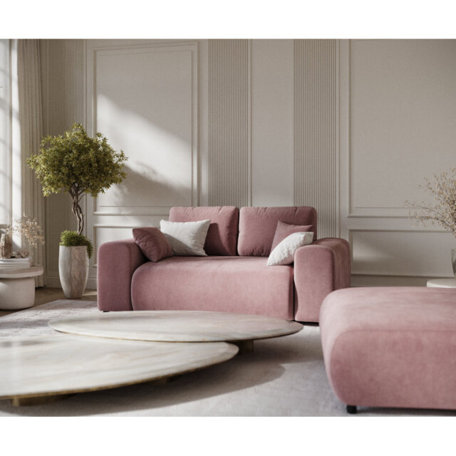 Two-seater square arms loveseat sofa