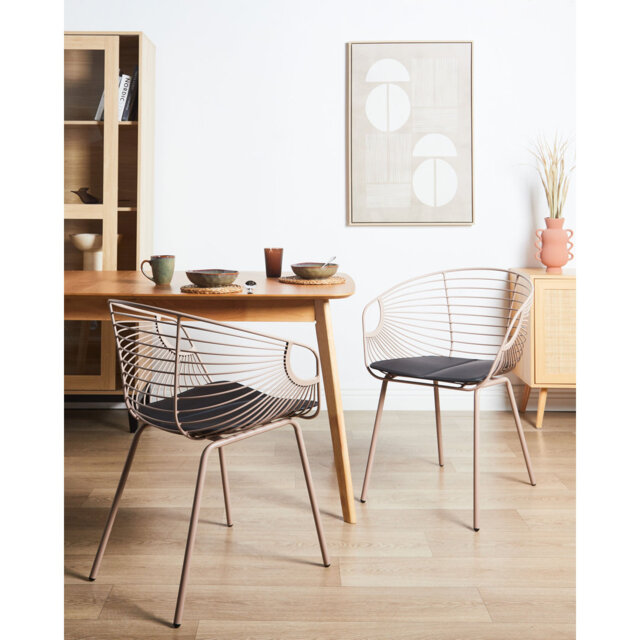 Dining Chair Set of 2 Metal Beige Annaros