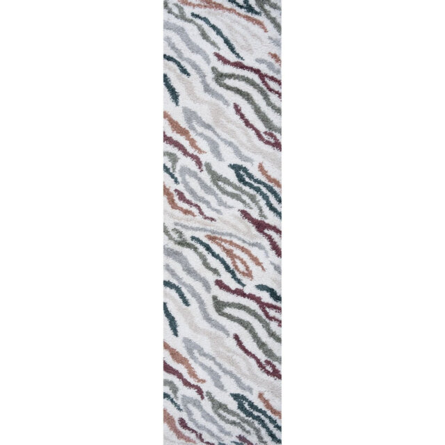Moodi Modern Shaggy Area Rug Abstract Brushstroke Line Design