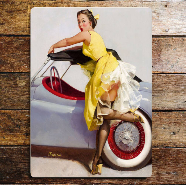 Pin up Girl Car Personalised Art Wall Décor