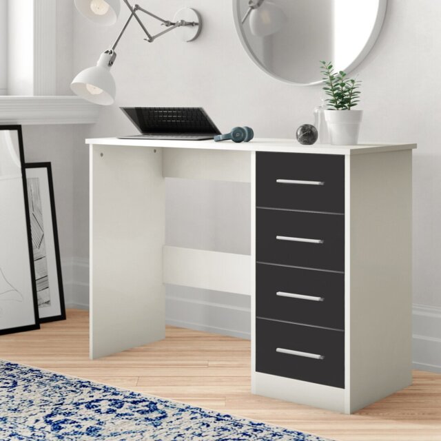Eva High Gloss 4 Drrawer Dressing Table - H: 72cm x D: 39.5cm x W: 99cm