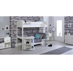 Melodie European Single (90 x 200cm) High Sleeper Loft Bed Bed with Bookcase