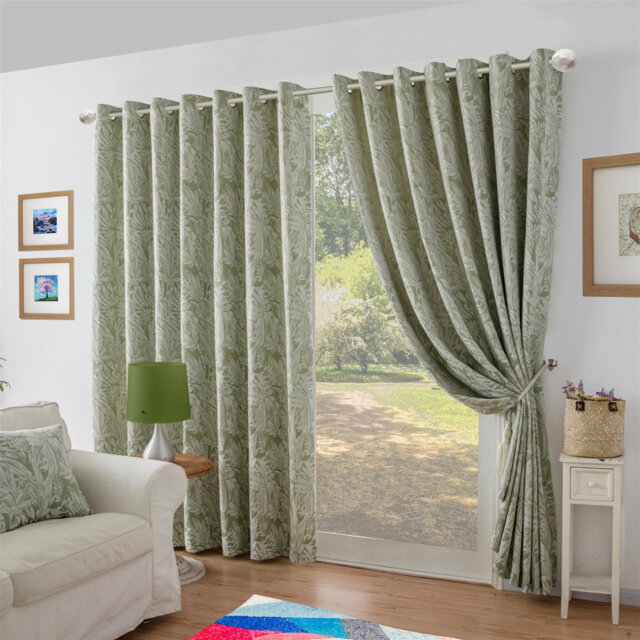 Zamora Chenille Jacquard Ring Top Curtains Pair