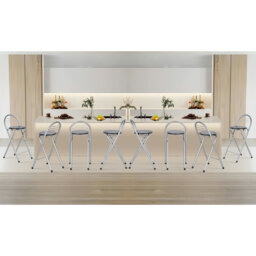 Modern Folding Bar Stools, Compact Kitchen Foldable Bar Stools With Backrest (Silver)