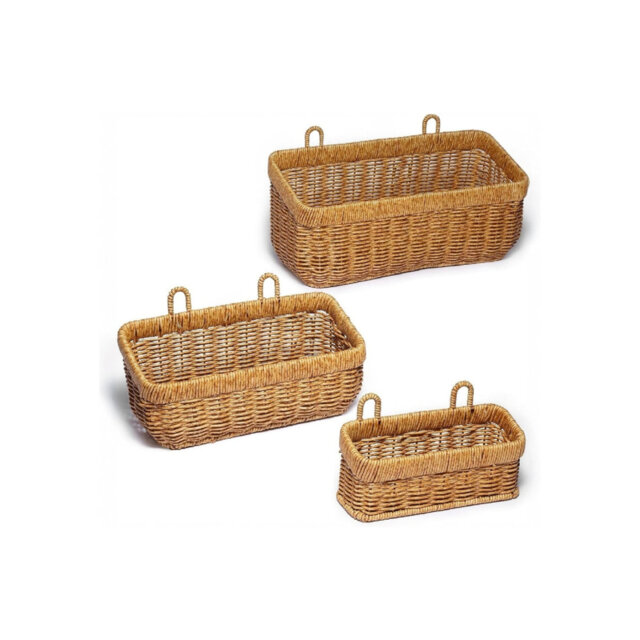 Vintage Woven Storage Basket 3 Pack, Vanity Countertop Table Shelf for Bathroom