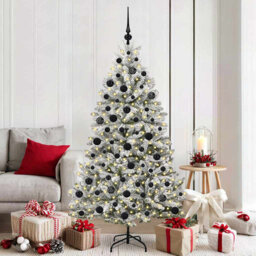 Artificial Christmas Tree Green and White PVC and Metal
