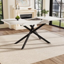 Extendable Dining Table White + Black