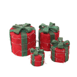 4Pcs Christmas Gift Box Decorations with LED String Lights