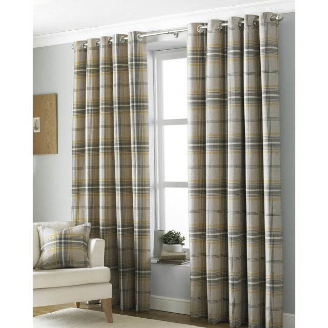 Bernita Tartan Faux Wool Eyelet Curtains