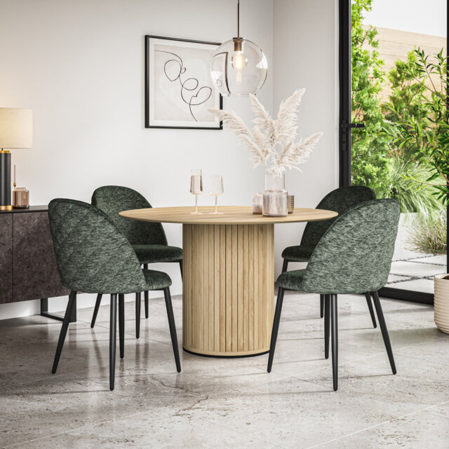 Arlo Black Table Top W Black Legs + Raye Velvet Dining Chair Black Set Of 6