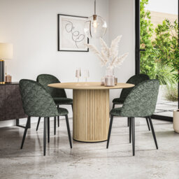 Arlo Black Table Top W Black Legs + Raye Velvet Dining Chair Black Set Of 6