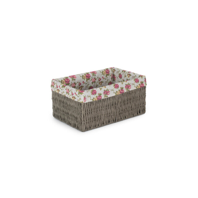 Wicker Grey Paper Rope Storage Basket with Lining