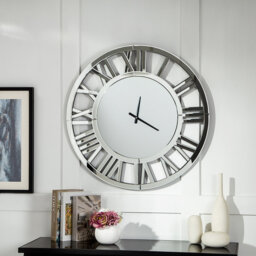 Acrylic Glass Mirrored Wall Clock Glass Silver Accent Clock