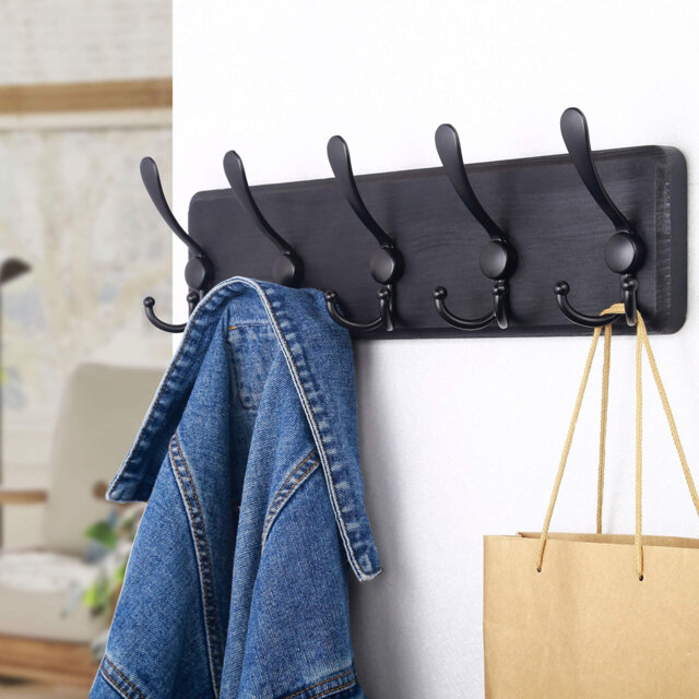 Wall Mounted Required 5 - Hook Wall Mounted Coat Rack