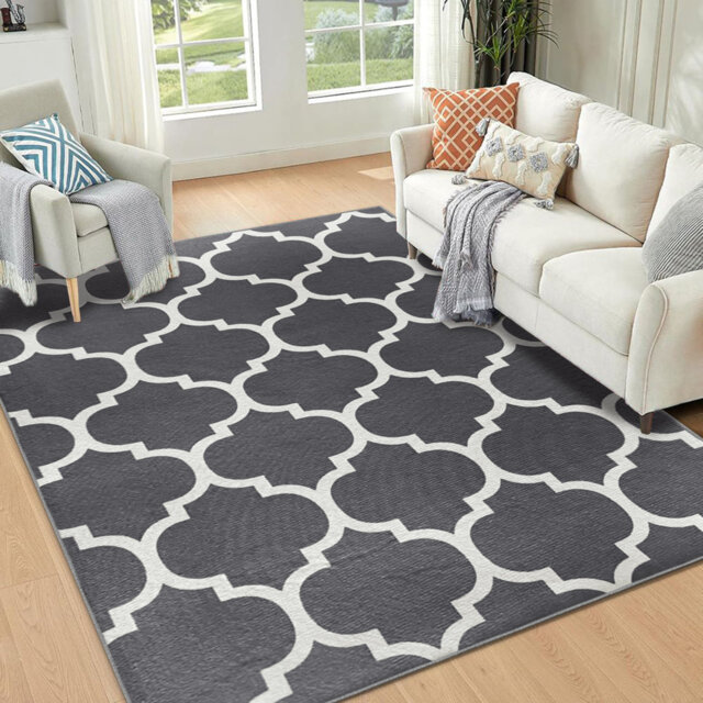 Modern Printed Area Rugs Durable High-Low Pile Soft Textured Non-Slip Carpet