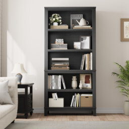 "71"" Farmhouse Bookcase w/Adjustable Shelves & 31.5"" Width, 5 Tier Tall Bookshelf, Rustic Vintage Book Shelf"