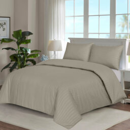 luxury Microfiber Satin Stripe Duvet cover set with 2 pillow cases