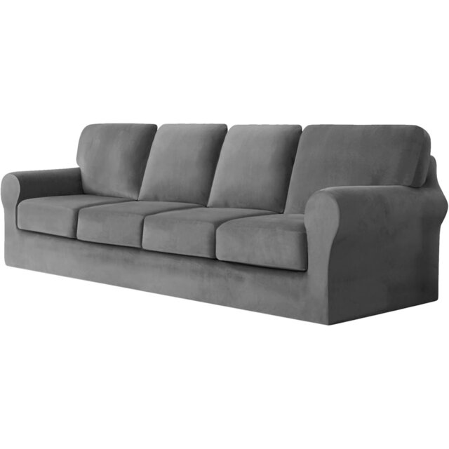 Sofa Cover With Separate Seat Cushions And Backrests Stretch Velvet Sofa Slipcover Couch Covers Furniture Protector Split Combined (Large 4 Seat Set 9