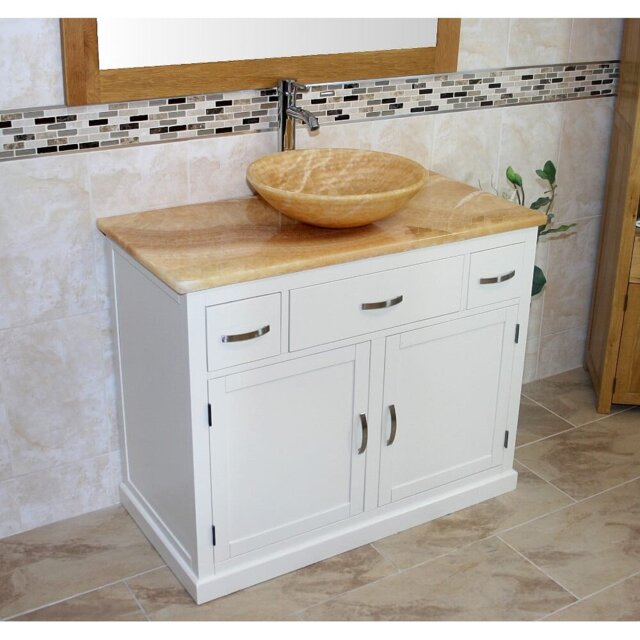 Rodger 1000mm Single Bathroom Vanity with Vessel Stone Basin