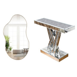 50x92.5CM Wall Mirror 90cm Console Table Set