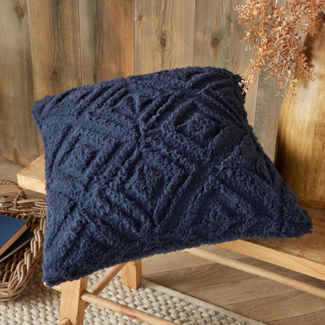Geo Fleece Square Throw Cushion With Filling