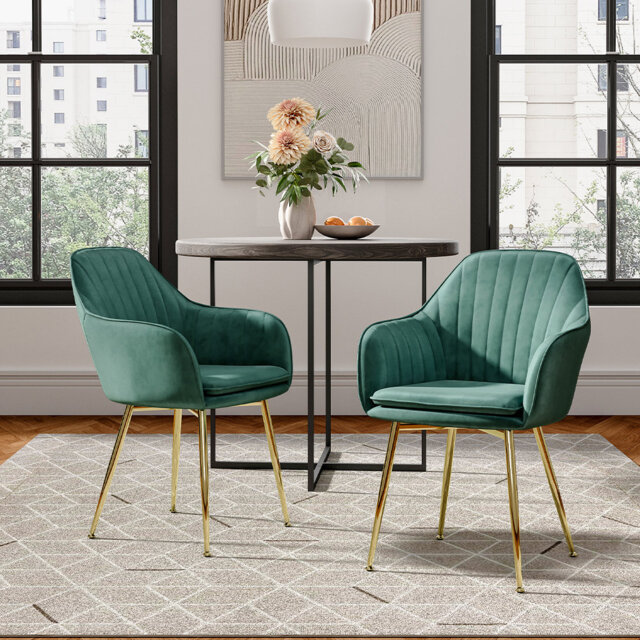 Elianna Indoor Gold Leg Armchairs Upholstered Dining Chairs