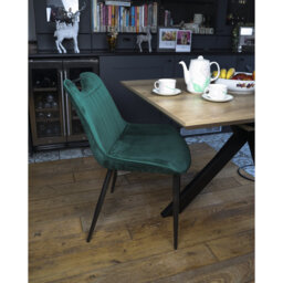 Modern Velvet Upholstered Dining Chair, Steel Legs, Green or Grey  Set of 2